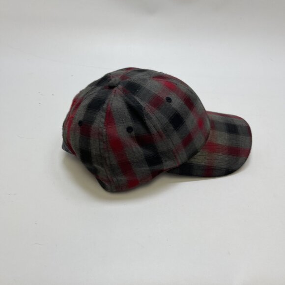 Y2K Puma Baseball Hat Cap Tartan Plaid Grey / Red Adjustable Lumberjack Casual - Picture 4 of 10